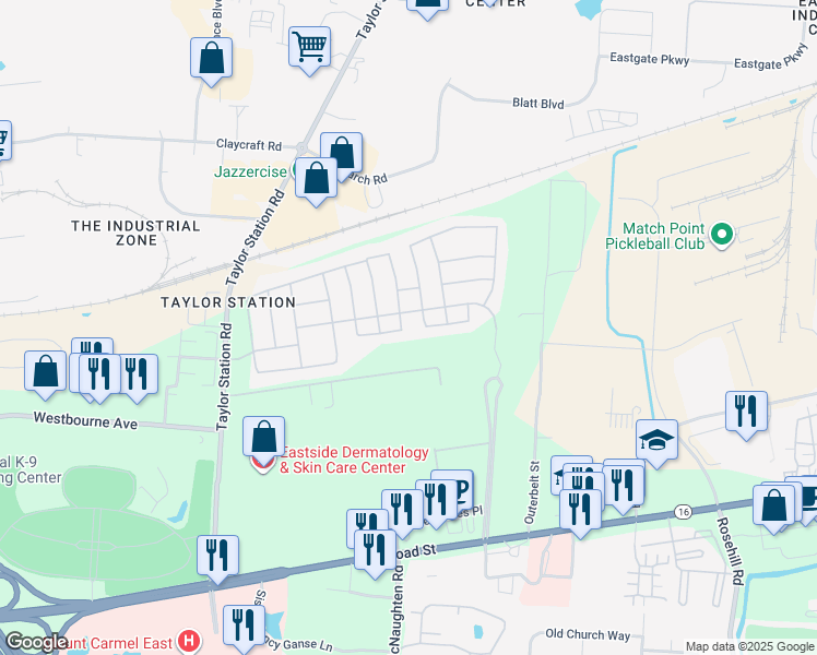 map of restaurants, bars, coffee shops, grocery stores, and more near 330 Giovanna Ave in Columbus