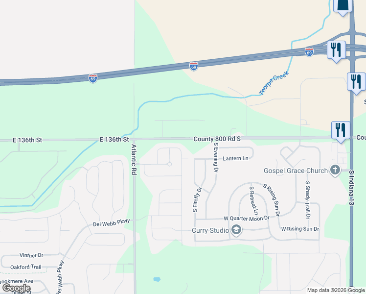 map of restaurants, bars, coffee shops, grocery stores, and more near 9730 West Lantern Lane in Pendleton