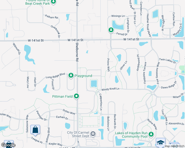 map of restaurants, bars, coffee shops, grocery stores, and more near 3430 Burlingame Boulevard in Westfield