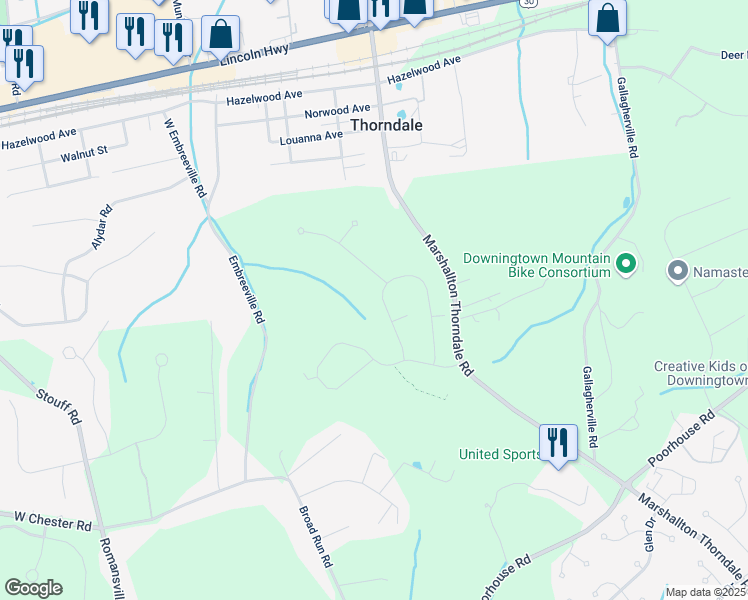 map of restaurants, bars, coffee shops, grocery stores, and more near 1514 West Sedona Drive in Chester County