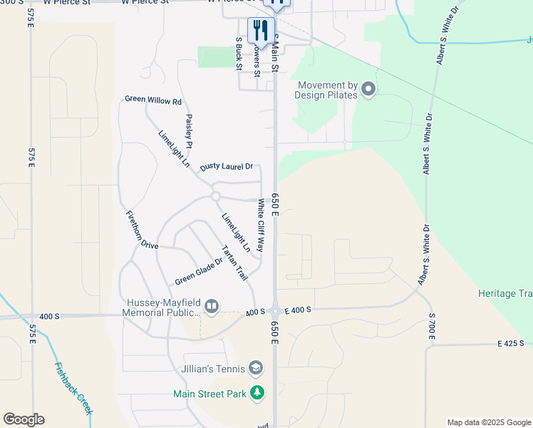 map of restaurants, bars, coffee shops, grocery stores, and more near 3691 White Cliff Way in Whitestown