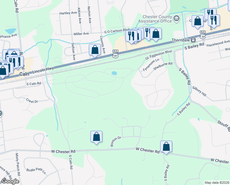 map of restaurants, bars, coffee shops, grocery stores, and more near in Thorndale