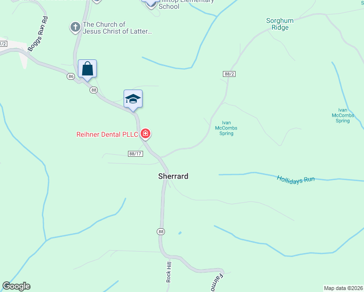 map of restaurants, bars, coffee shops, grocery stores, and more near 228 Sorghum Ridge Road in Benwood