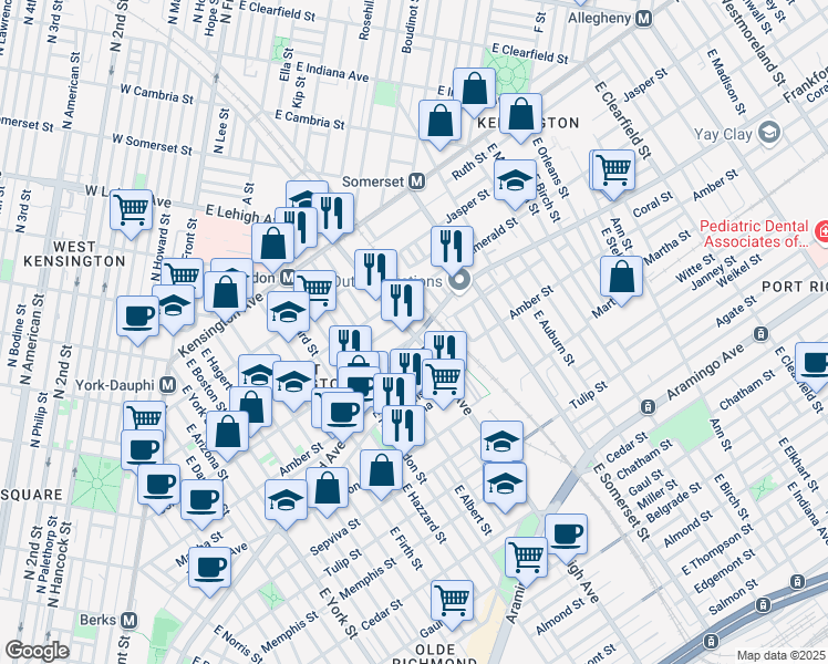 map of restaurants, bars, coffee shops, grocery stores, and more near 2702 Frankford Avenue in Philadelphia
