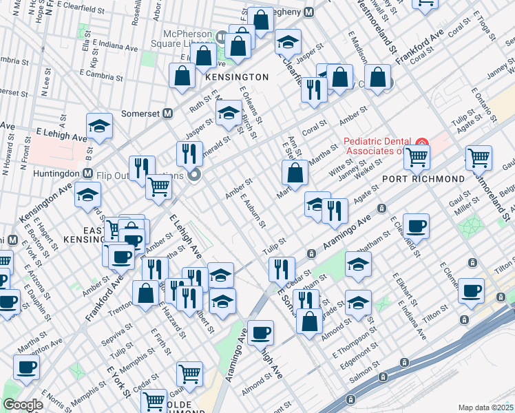 map of restaurants, bars, coffee shops, grocery stores, and more near in Philadelphia