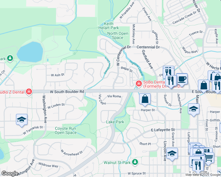 map of restaurants, bars, coffee shops, grocery stores, and more near in Louisville