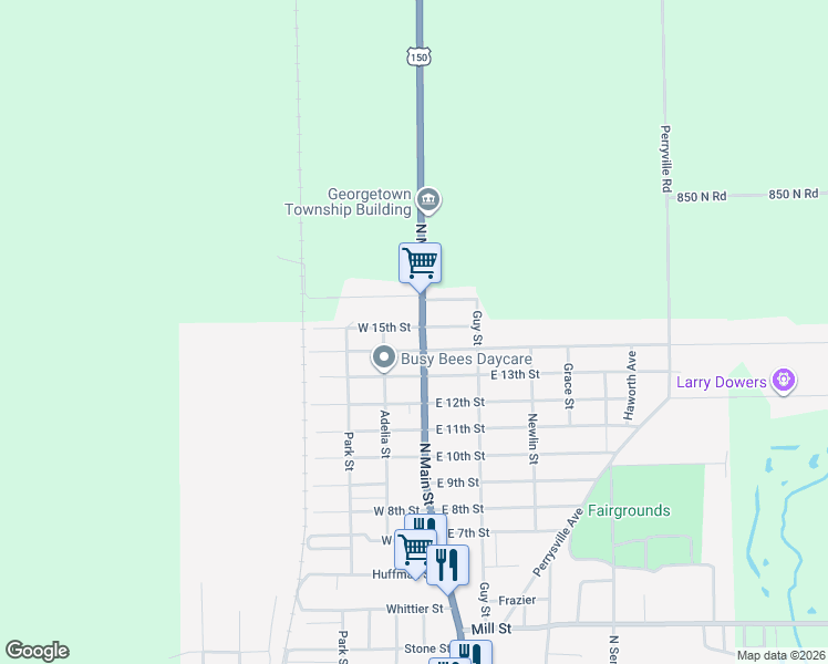 map of restaurants, bars, coffee shops, grocery stores, and more near 201-299 West 14th Street in Georgetown
