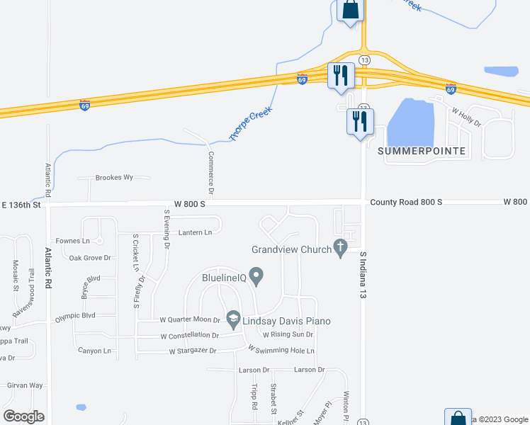 map of restaurants, bars, coffee shops, grocery stores, and more near 9322 West Dockside Circle in Pendleton