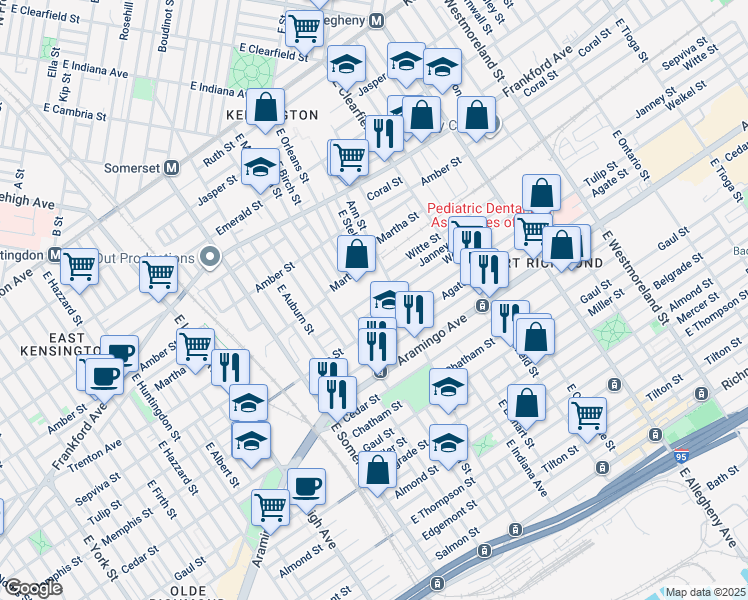 map of restaurants, bars, coffee shops, grocery stores, and more near 2951 Janney Street in Philadelphia