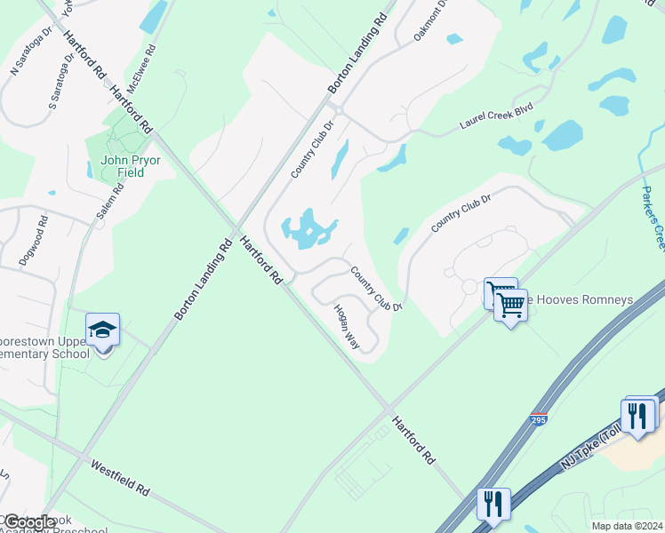 map of restaurants, bars, coffee shops, grocery stores, and more near 7 Palmer Drive in Moorestown