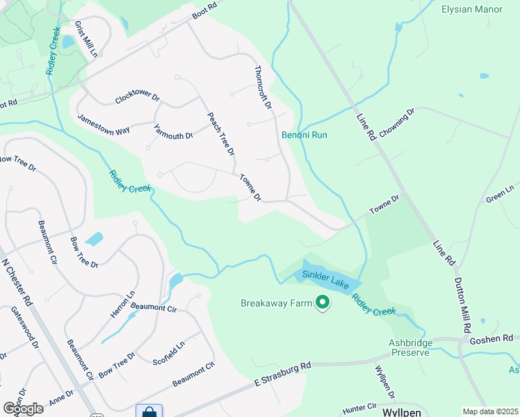 map of restaurants, bars, coffee shops, grocery stores, and more near 1729 Towne Drive in West Chester