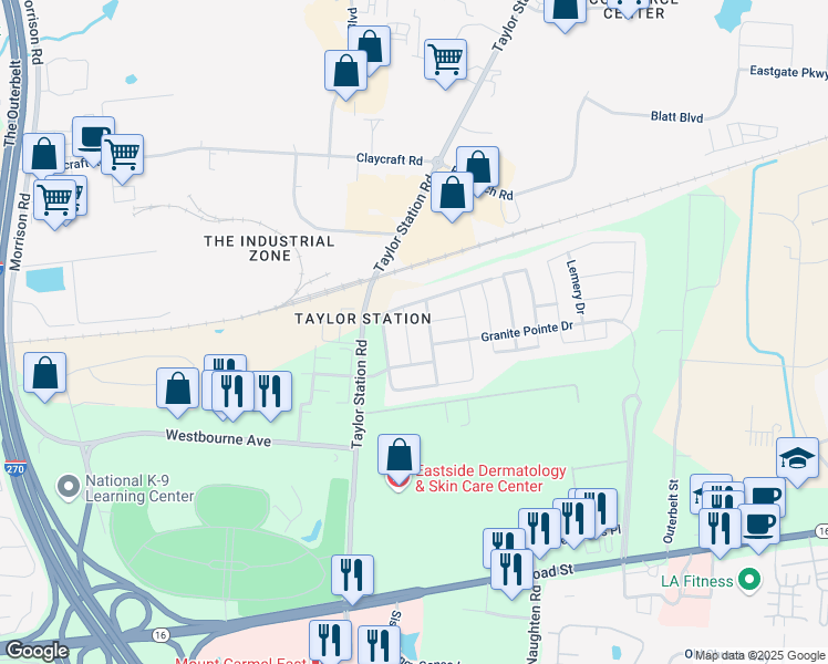 map of restaurants, bars, coffee shops, grocery stores, and more near 339 Wind Rush Avenue in Columbus