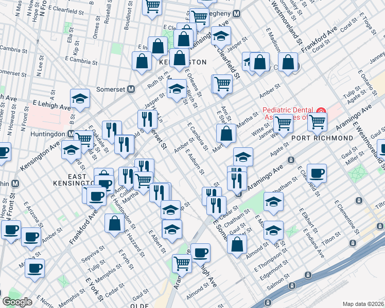 map of restaurants, bars, coffee shops, grocery stores, and more near in Philadelphia