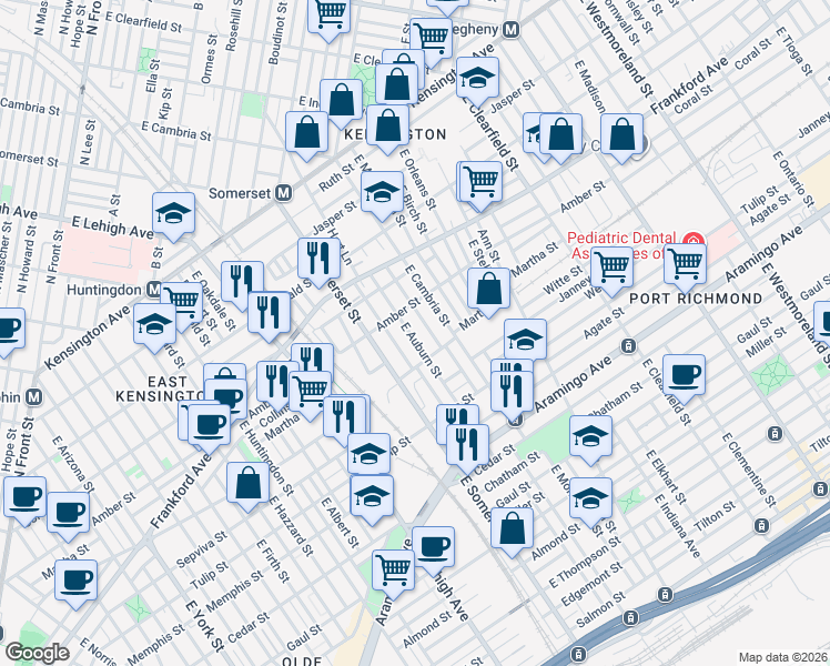 map of restaurants, bars, coffee shops, grocery stores, and more near in Philadelphia