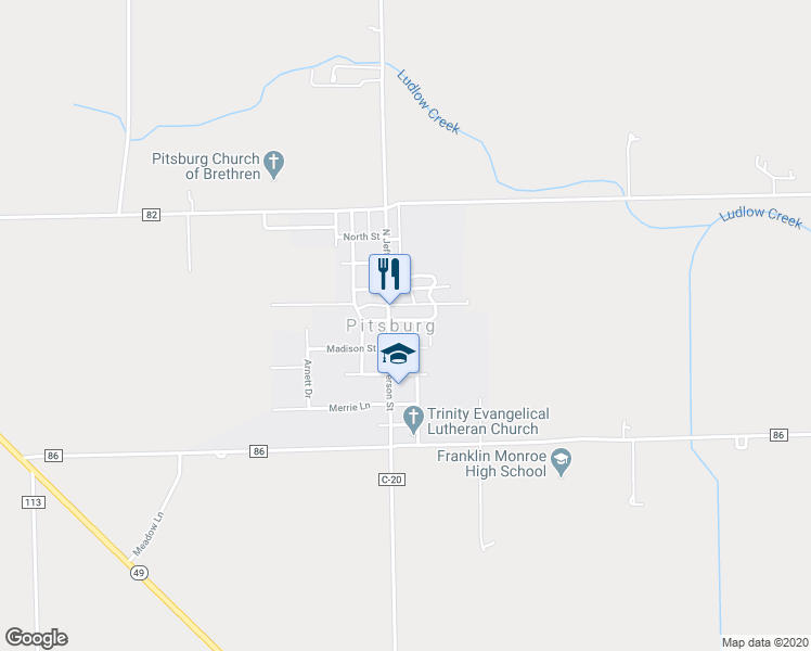 map of restaurants, bars, coffee shops, grocery stores, and more near in Pitsburg