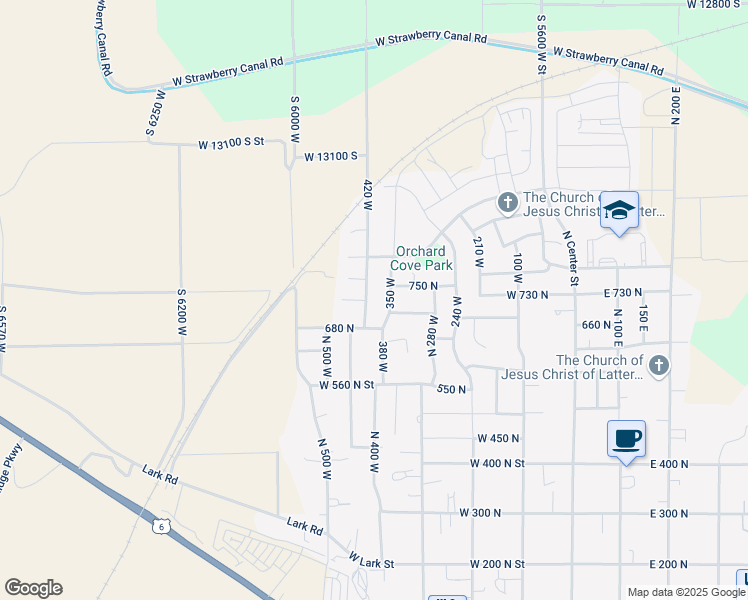 map of restaurants, bars, coffee shops, grocery stores, and more near 703 North 350 West in Santaquin