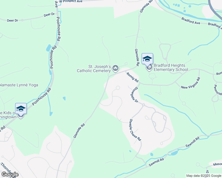 map of restaurants, bars, coffee shops, grocery stores, and more near 1558 Bright Glade Circle in Downingtown