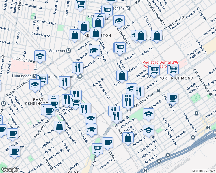 map of restaurants, bars, coffee shops, grocery stores, and more near in Philadelphia