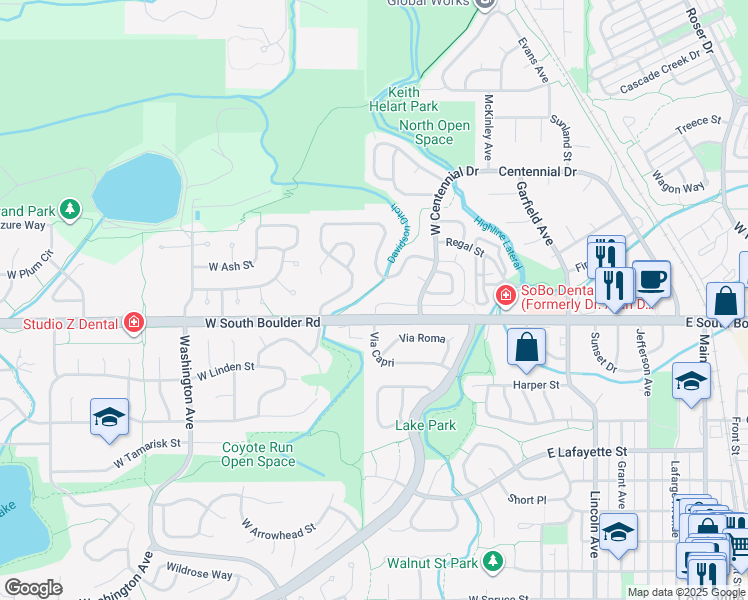 map of restaurants, bars, coffee shops, grocery stores, and more near 483 Pheasant Run in Louisville