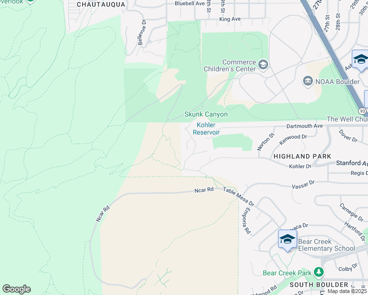 map of restaurants, bars, coffee shops, grocery stores, and more near 390 Hollyberry Lane in Boulder