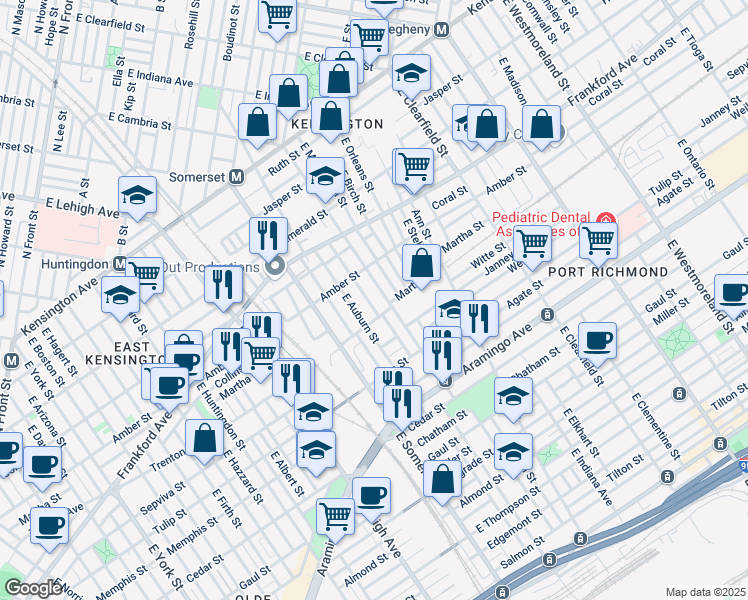 map of restaurants, bars, coffee shops, grocery stores, and more near in Philadelphia