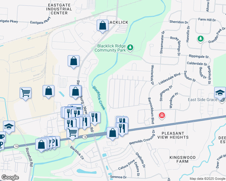 map of restaurants, bars, coffee shops, grocery stores, and more near 171 Macdougall Lane in Columbus