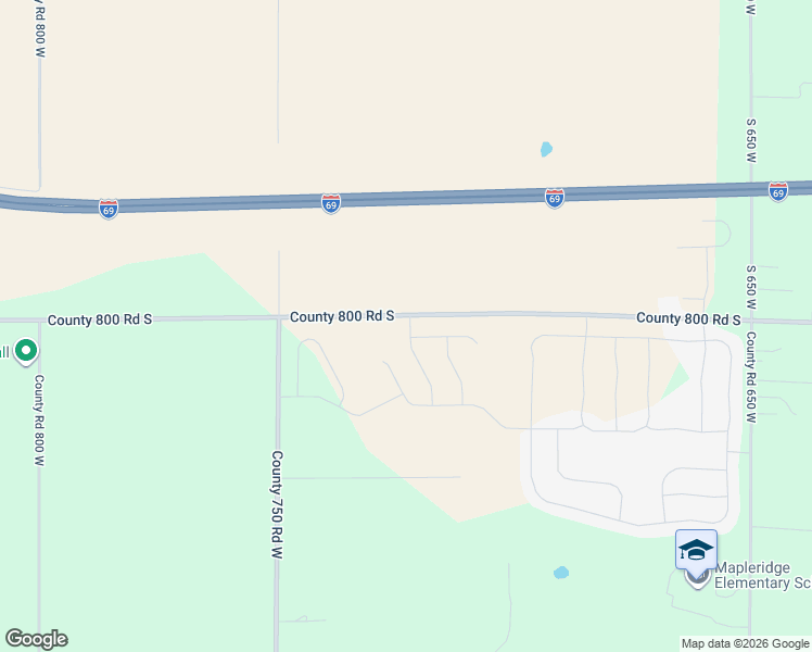 map of restaurants, bars, coffee shops, grocery stores, and more near 7285 West Cr 800 in Pendleton