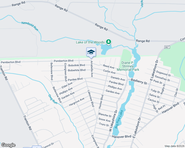 map of restaurants, bars, coffee shops, grocery stores, and more near 251 Pardee Boulevard in Browns Mills