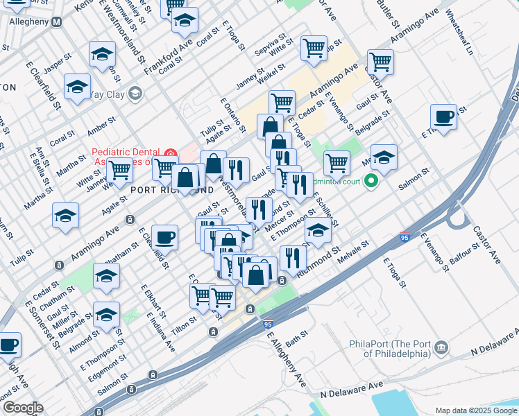 map of restaurants, bars, coffee shops, grocery stores, and more near 3330 Livingston Street in Philadelphia