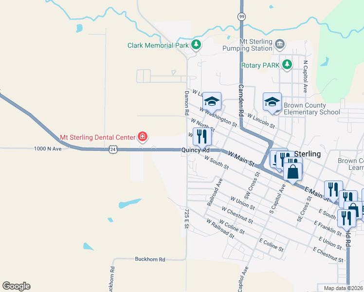 map of restaurants, bars, coffee shops, grocery stores, and more near 106 Damon Road in Mount Sterling