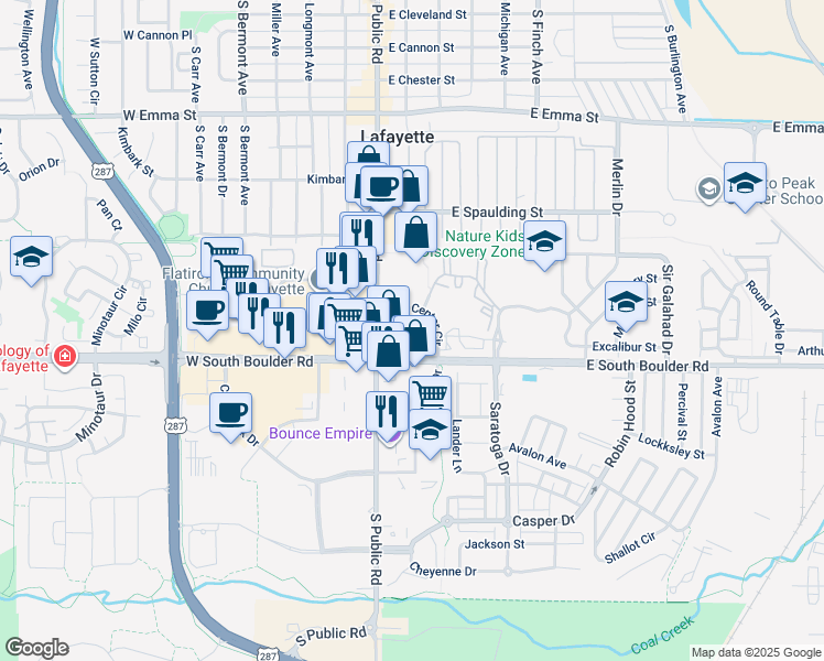 map of restaurants, bars, coffee shops, grocery stores, and more near 420 Strathmore Lane in Lafayette