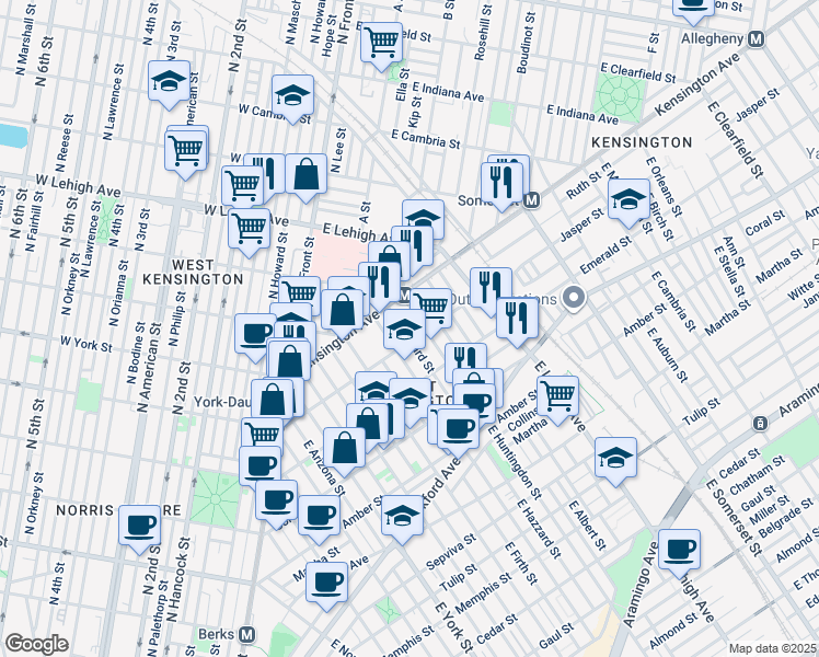 map of restaurants, bars, coffee shops, grocery stores, and more near in Philadelphia