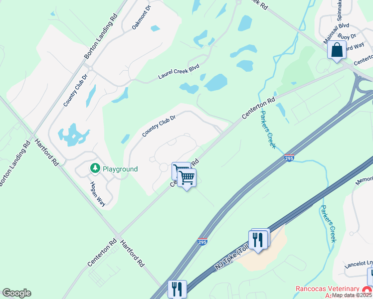 map of restaurants, bars, coffee shops, grocery stores, and more near 501 Centerton Road in Moorestown