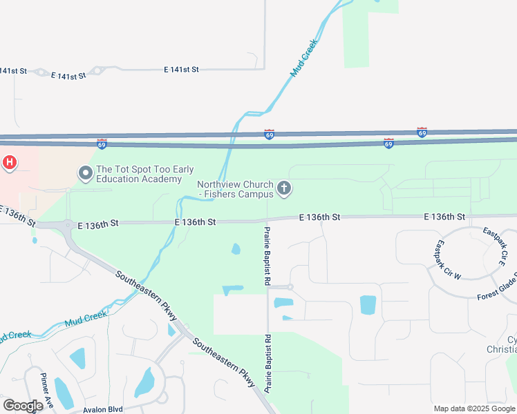 map of restaurants, bars, coffee shops, grocery stores, and more near 14790 East 136th Street in Fishers
