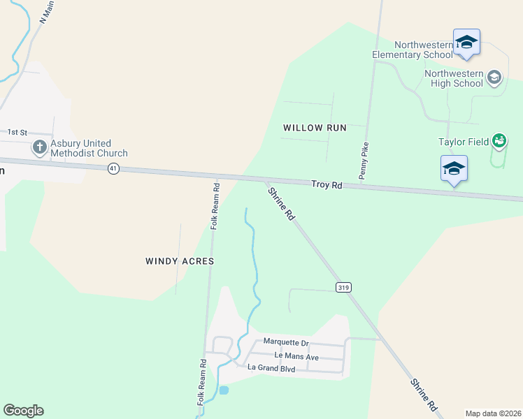 map of restaurants, bars, coffee shops, grocery stores, and more near 3999-3969 Shrine Road in Springfield