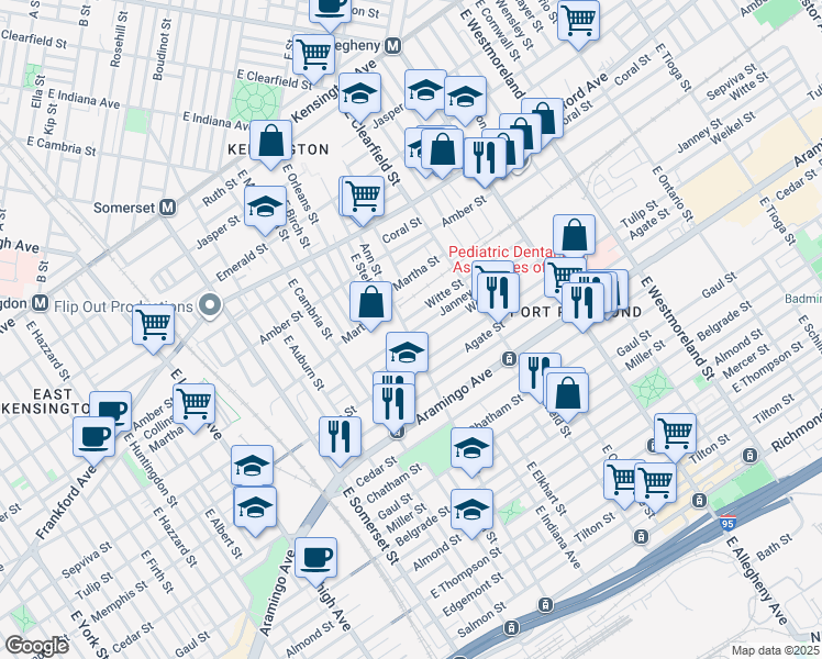 map of restaurants, bars, coffee shops, grocery stores, and more near 3017 Witte Street in Philadelphia