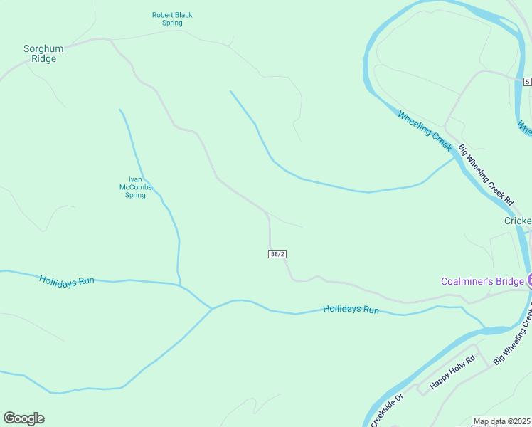 map of restaurants, bars, coffee shops, grocery stores, and more near Black Hill in Wheeling