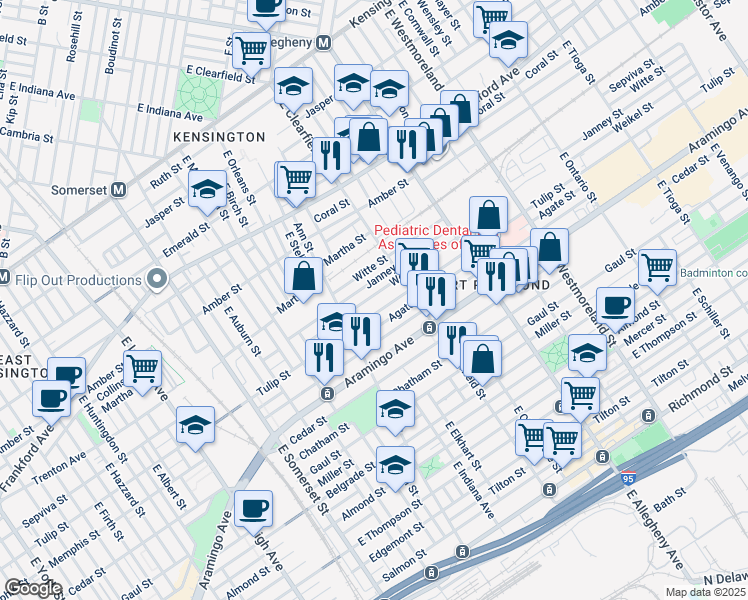 map of restaurants, bars, coffee shops, grocery stores, and more near 3045 Weikel Street in Philadelphia