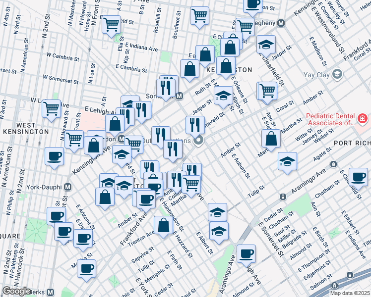 map of restaurants, bars, coffee shops, grocery stores, and more near 2024 East Sterner Street in Philadelphia
