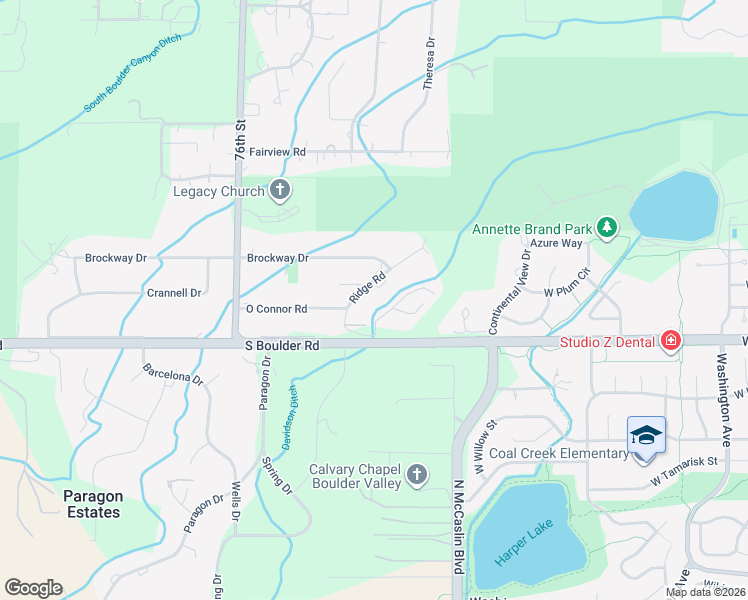 map of restaurants, bars, coffee shops, grocery stores, and more near 182 Ridge Road in Boulder