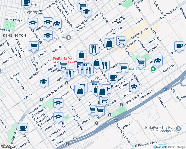 map of restaurants, bars, coffee shops, grocery stores, and more near 3246 Chatham Street in Philadelphia