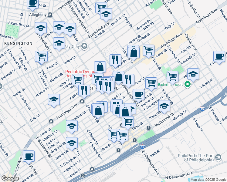 map of restaurants, bars, coffee shops, grocery stores, and more near 3244 Chatham Street in Philadelphia