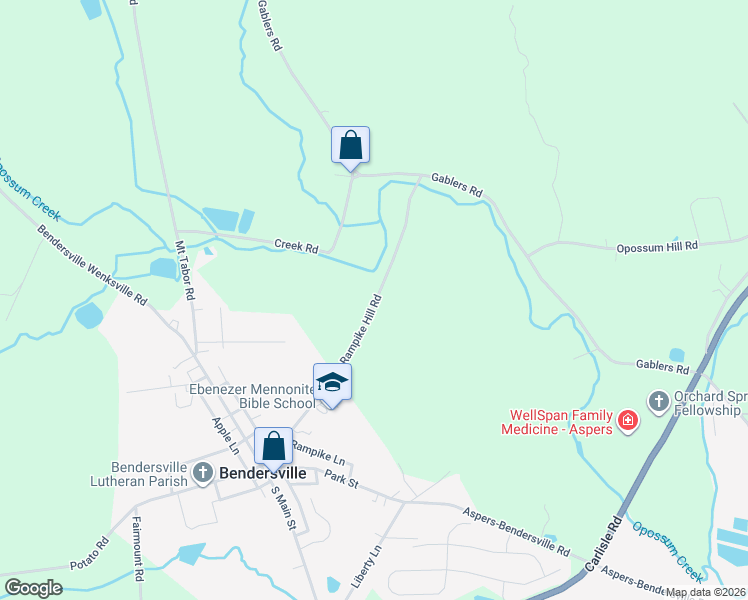 map of restaurants, bars, coffee shops, grocery stores, and more near 235 Rampike Road in Aspers