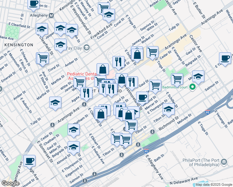 map of restaurants, bars, coffee shops, grocery stores, and more near 3244 Chatham Street in Philadelphia