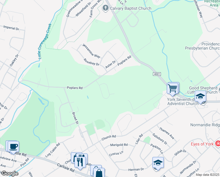 map of restaurants, bars, coffee shops, grocery stores, and more near 2644 Farmstead Way in York