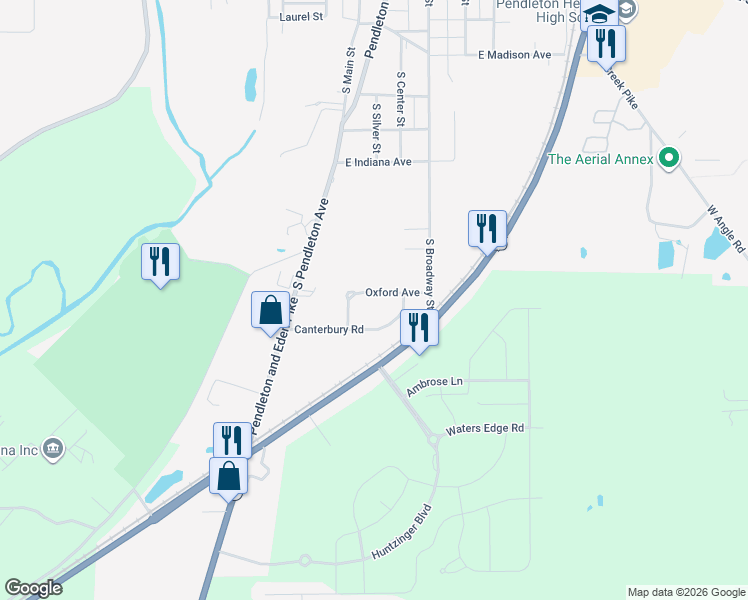 map of restaurants, bars, coffee shops, grocery stores, and more near 167 Oxford Avenue in Pendleton