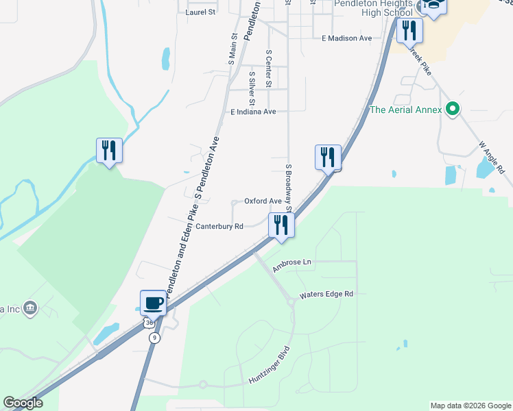 map of restaurants, bars, coffee shops, grocery stores, and more near 167 Oxford Avenue in Pendleton
