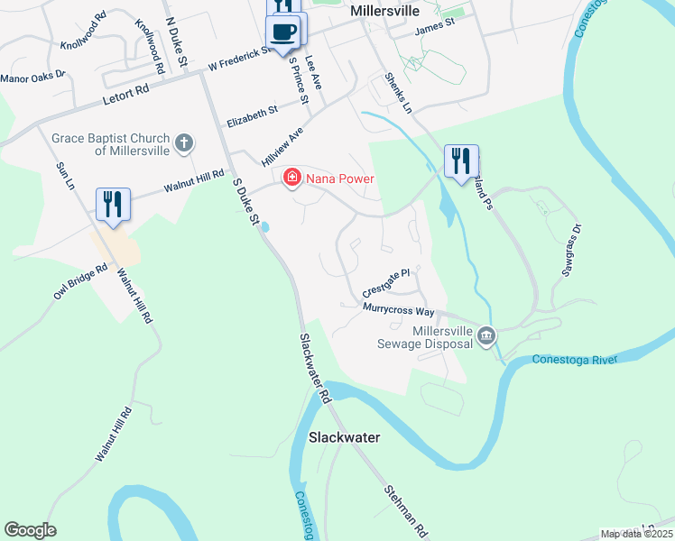map of restaurants, bars, coffee shops, grocery stores, and more near 501 Thorngate Court in Millersville