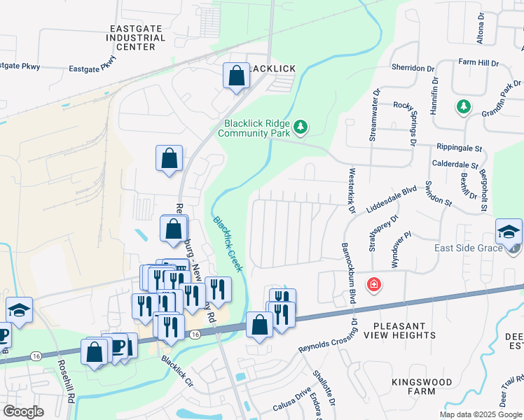 map of restaurants, bars, coffee shops, grocery stores, and more near 240 Macenroe Drive in Blacklick