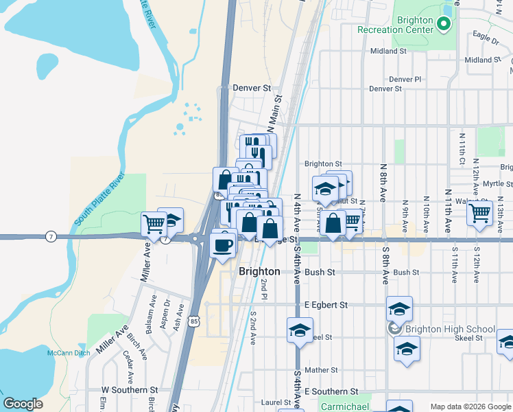 map of restaurants, bars, coffee shops, grocery stores, and more near 308 Walnut Street in Brighton